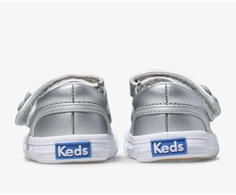 Keds Kids Slip Ons Silver - Ella Mary Jane - 810GPWLTQ